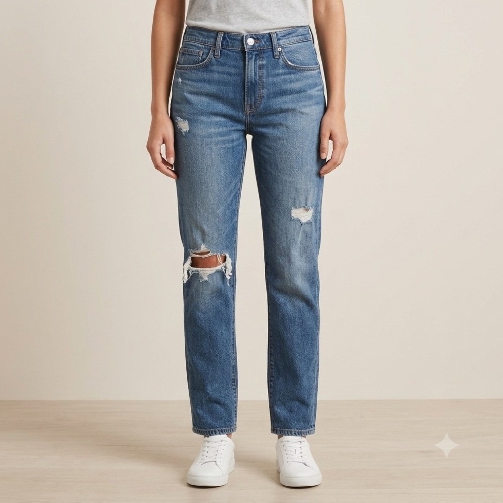 Lucky‎ Brand Straight Leg Jeans Womens 29x32 Blue Distressed Ripped Denim